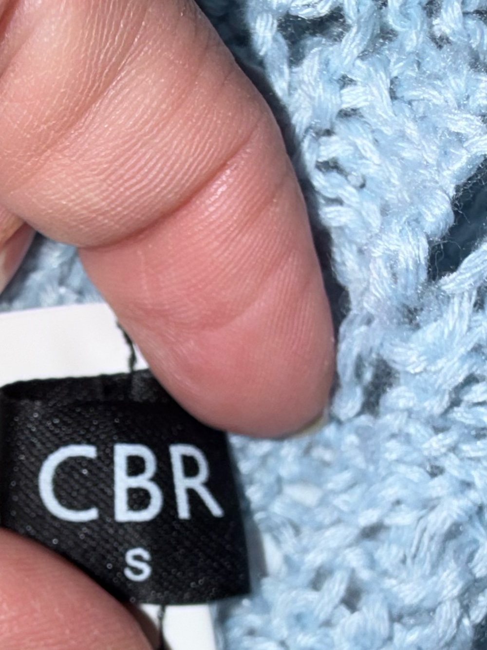 CBR Light Blue Bell Sleeve Crochet Knit Cardigan Size Small Boho 3 Button - Picture 8 of 9